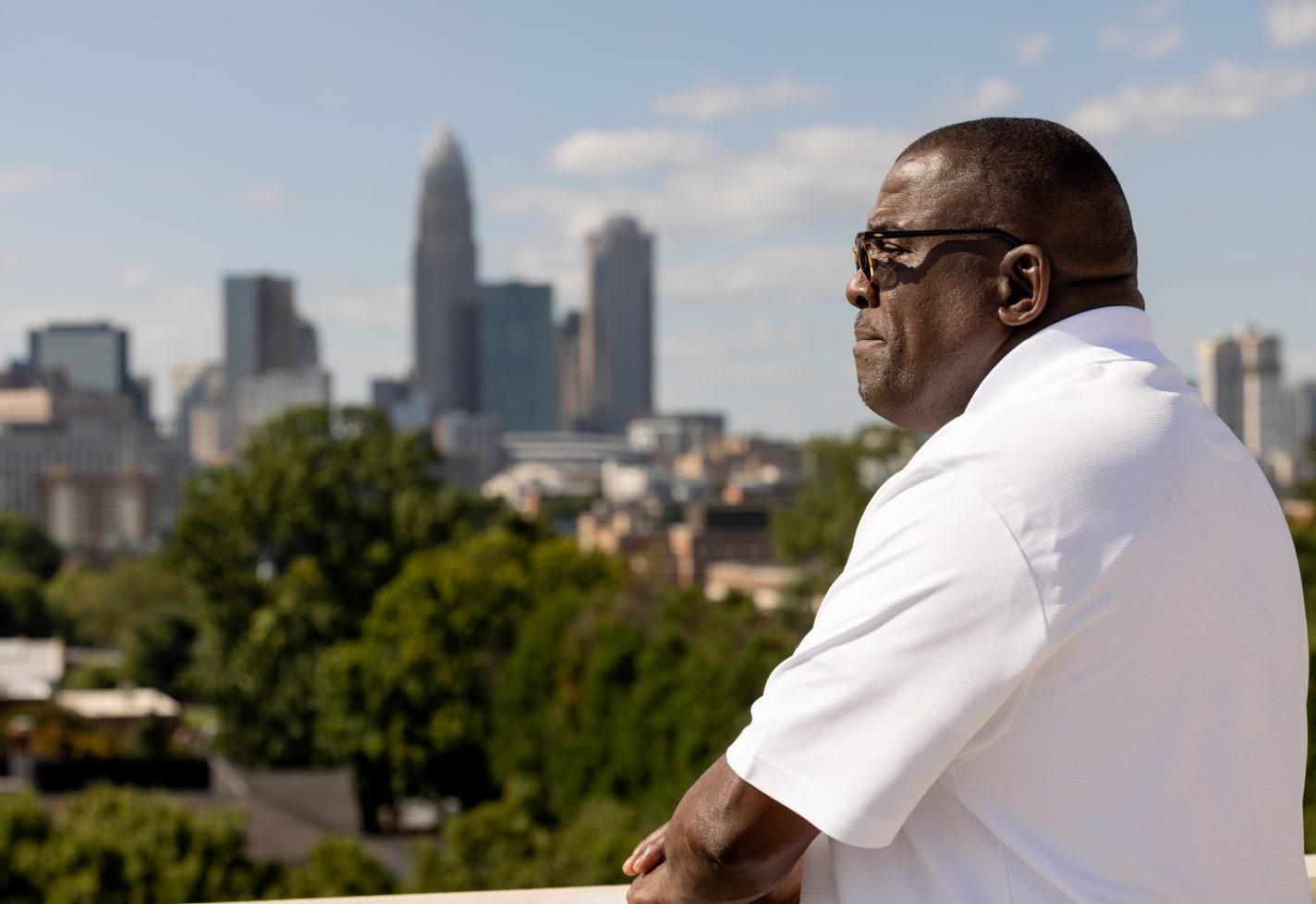 Victor Ward looking at the Charlotte skyline